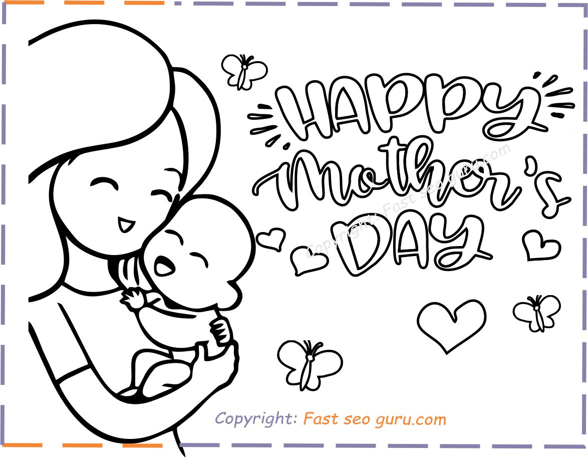 Mothers day baby coloring pages for kids to print out
